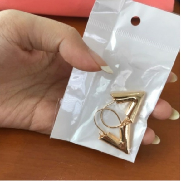Gold V Shaped Earrings - Picture 8 of 8